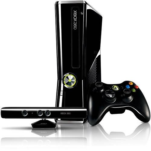 Console Xbox 360 4GB Slim + Kinect Sensor + Game Kinect Adventures + Controle Sem Fio