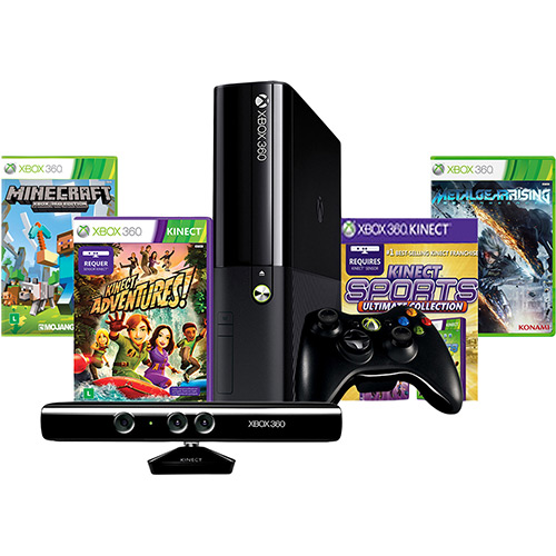 Console XBOX 360 500GB + Kinect + 4 Jogos + Controle Sem Fio