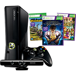 Console Xbox 360 250Gb com Kinect + 3 Super Jogos ( Kinect Adventures, Fable: The Journey e Wreckateer ) + 1 Mês de Assinatura Live Gold Grátis + um Controle Sem Fio - XBOX 360