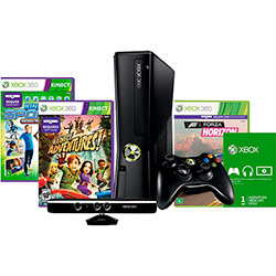 Console XBOX 360 250GB + Kinect Sensor + 3 Jogos + 1 Mês de LIVE GOLD Grátis + 1 Controle Sem Fio