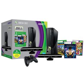 Console Xbox 360 com Kinect + 250GB de Memória + Assinatura Xbox Live Gold de 1 Mês + Kinect Adventures + Fable: The Journey + Wreckateer