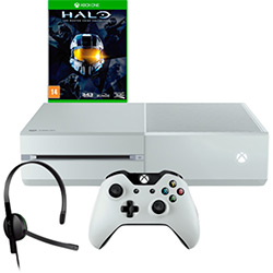 Console Xbox One 500GB Branco Edição Limitada + Headset com Fio + Controle Sem Fio + Game Halo Master Chief Collection (Via Download)