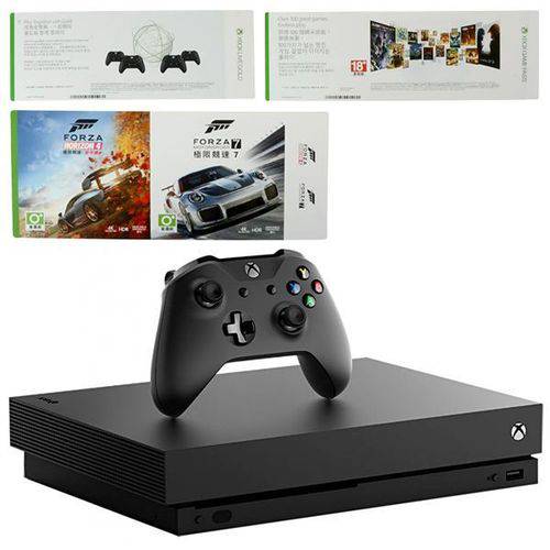 Console Xbox One X de 1tb Microsoft 1787 Bivolt + 2 Jogos Forza - Preto