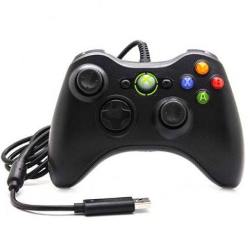 Controle com Fio Xbox 360 Pc Computador 2 Metros Cabo Usb X-box Notebook - Feir