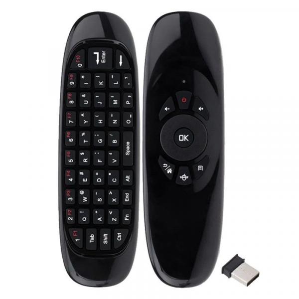 Controle Mini Teclado Air Mouse Wireless Sem Fio 2.4 Ghz Android Pc Tv C120 Preto - S/m