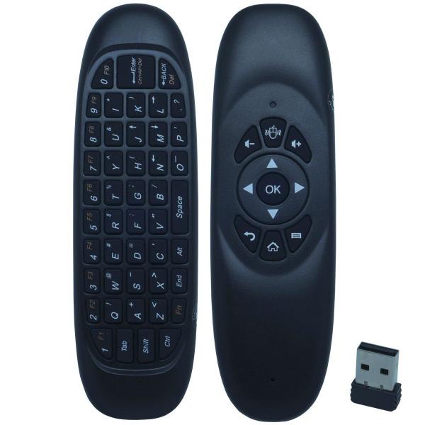 Controle Mini Teclado Air Mouse Wireless Sem Fio 2.4 Ghz Android Pc Tv C120 Preto - S/m