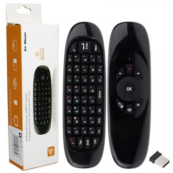 Controle Mini Teclado Air Mouse Wireless Sem Fio Android Pc Tv C120 Preto - S/m