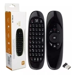 Controle Mini Teclado Air Mouse Wireless Sem Fio Android Pc Tv C120 Preto