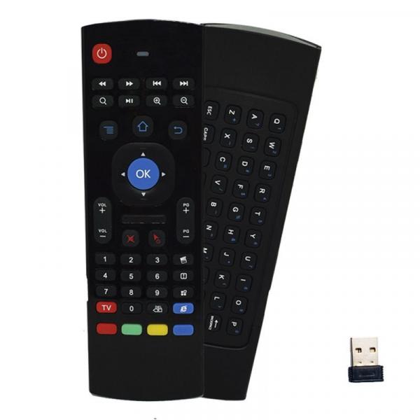 Controle Mini Teclado Air Mouse Wireless Sem Fio Android Pc Tv MX-3A 2,4 Ghz Preto - S/m