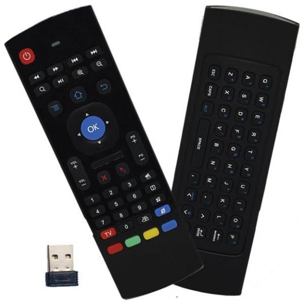 Controle Mini Teclado Air Mouse Wireless Sem Fio Android Pc Tv MX-3A 2,4 Ghz Preto - S/M
