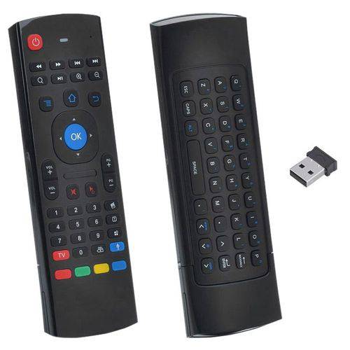 Controle Mini Teclado Air Mouse Wireless Sem Fio Android Pc Tv MX-3A 2,4 Ghz Preto