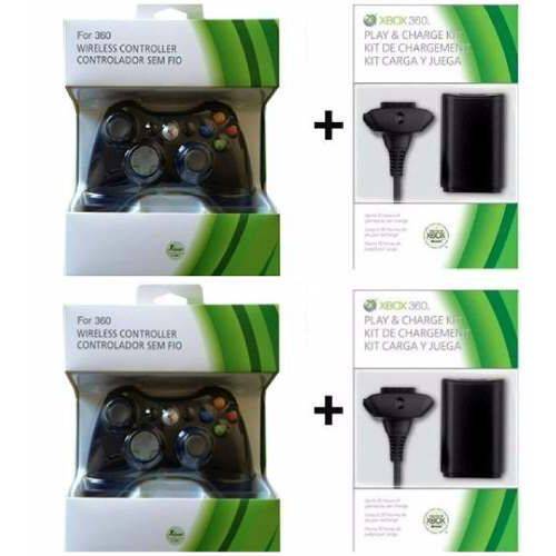 2 Controles Xbox 360 Sem Fio +2carregado+ 2bateria 20.000mah