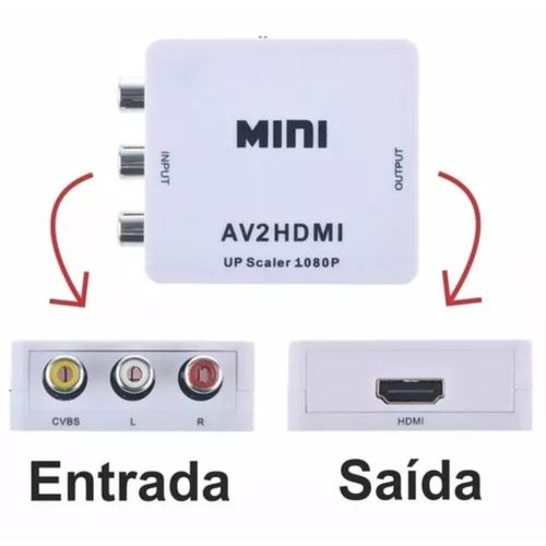 Conversor Áudio e Vídeo Rca Av para Hdmi 1080p Av2hdmi C/ Áudio - Mxt