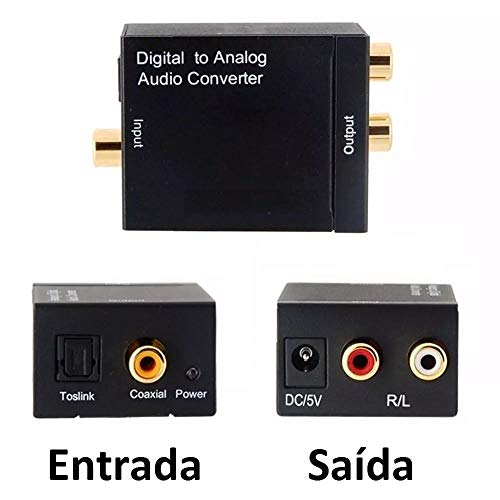 Conversor Áudio Óptico Digital Fibra/Coaxial para Rca Analógico