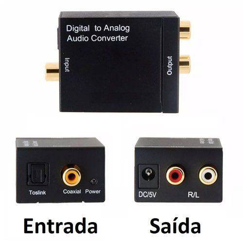 Conversor Audio Ótico e Coaxial Digital para RCA Analogico