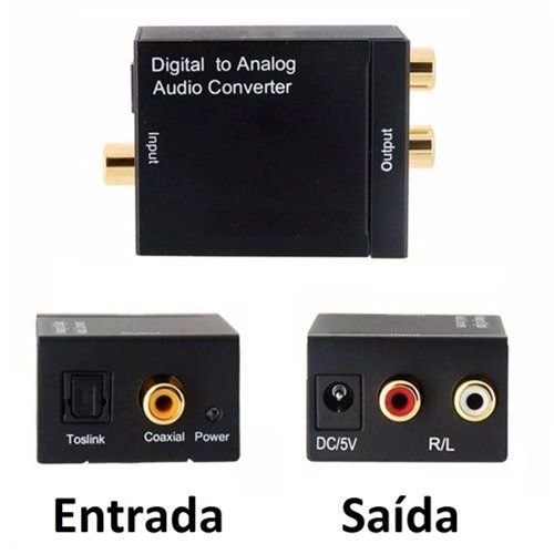 Conversor Audio Ótico e Coaxial Digital para Rca Analógico