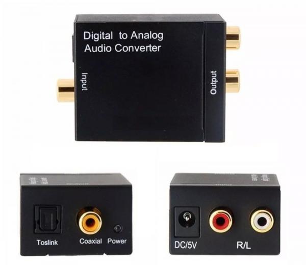 Conversor de Audio Toslink Digital Optico para Analogico Coaxial para Rca - Importhk
