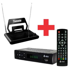 Conversor Digital P/ TV com Visor LED HDMI/AV e USB ISDB-T + Antena