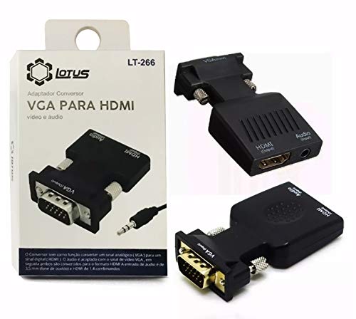 Conversor VGA para HDMI com Áudio Lotus Lt-266