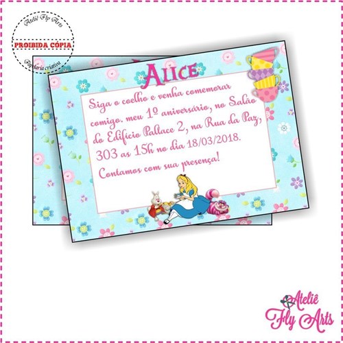 Convite Alice no Pais das Maravilhas