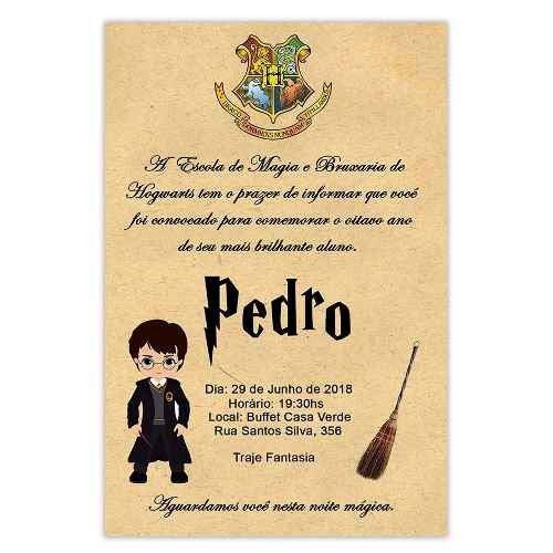 Convite Personalizado Harry Potter 15x10 - 30 Unidades