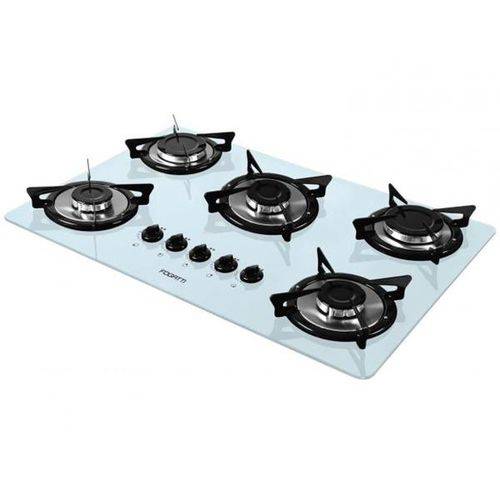 Cooktop 5 Bocas Á Gás V500X Fogatti Branco com Queimadores Inox - Bivolt