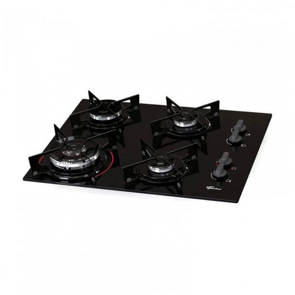 Cooktop à Gás 4 Bocas Fischer Fit Line Tripla Chama Vidro Acendimento Super Automático