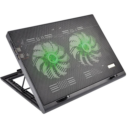Cooler para Notebook Multilaser Warrior Power Gamer LED Verde Luminoso AC267