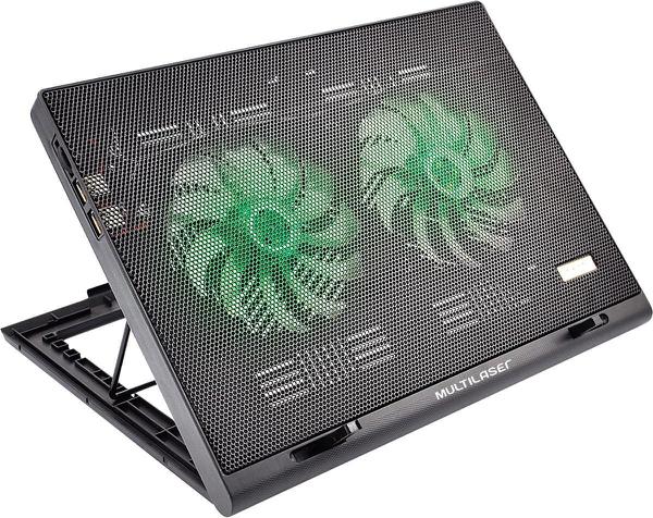 Cooler para Notebook Warrior Power Gamer Led Verde Luminoso - Ac267 - Multilaser