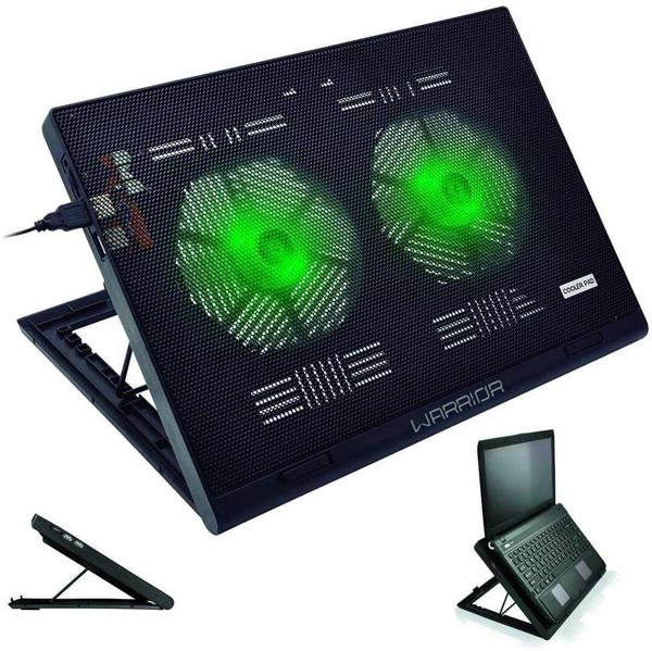 Cooler para Notebook Warrior Power Gamer Led Verde Luminoso - Multilaser