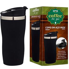 Copo Aço Inox 450 Ml Coffee To Go - Mor - PRETO