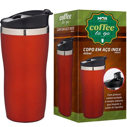Copo Aço Inox 450 Ml Coffee To Go - Mor - Vermelho
