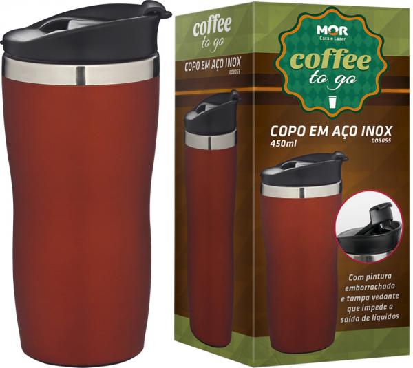 COPO ACO INOX 450ml COFFEE TO GO - VERMELHO - Mor