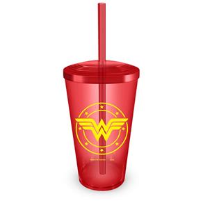 Copo Acrílico Vermelho Wonder Woman Logo