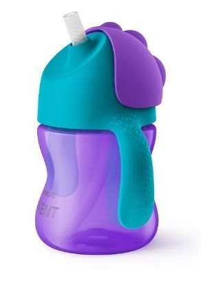 Copo com Canudo 200ml Curvado Dinossauro Roxo/azul Phlips Avent Scf796/02