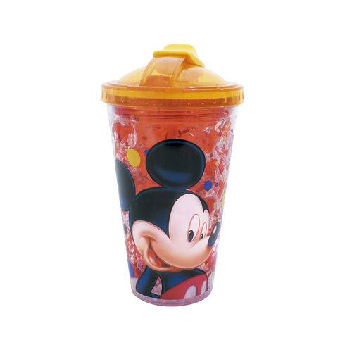 Copo com Tampa e Canudo Mickey com Gel Congelante 450ml - Disney