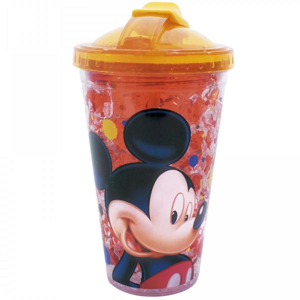 Copo com Tampa e Canudo Mickey com Gel Congelante 450ml - Disney
