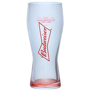 Copo de Cerveja Budweiser Estampa Vermelha 400ml - Gravata GlobImports - Transparente