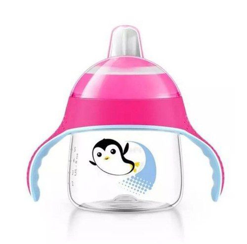 Copo Infantil Pinguim 200 Ml Bico Silicone Avent Bpa Free Rosa - Philips Avent