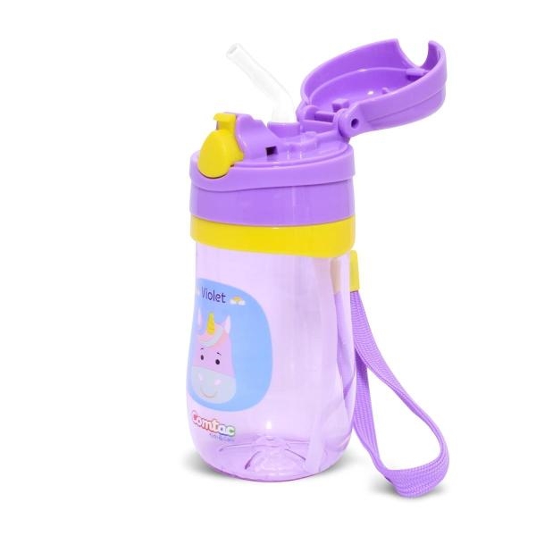 Copo Plástico Violet com Canudo Tampa Pop-up 350ML Comtac