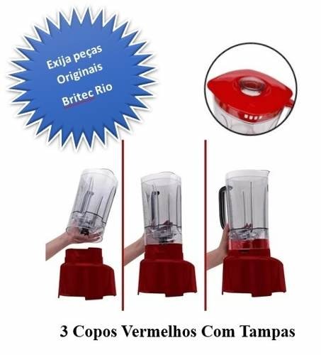 3 Copos Vermelho P/ Liquidificador Ph 900 Philco Original