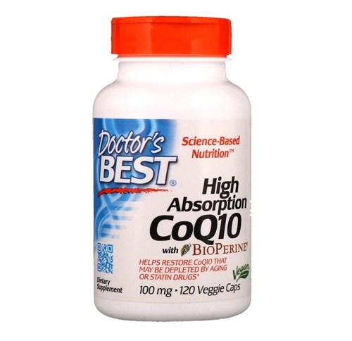 Coq10 100Mg Alta Absorção Doctor Best 120Cps com Bioperine - Importado Eua
