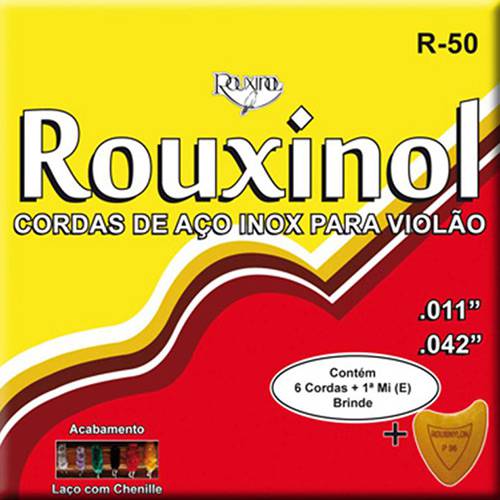 Cordas de Aço para Violão Tradicional com Chenille Colorido - Rouxinol