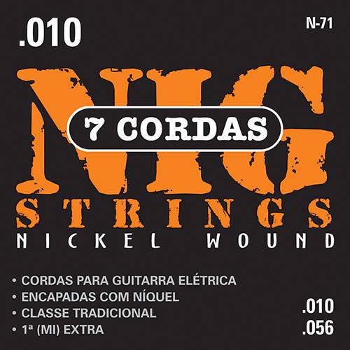 Cordas para Guitarra Elétrica de 7 Cordas 010"-056" - Nig Strings