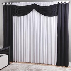 Cortina 300x250cm Reacel Top Dubai Preto e Branco Sultan