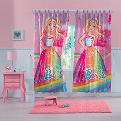 Cortina Barbie Reino do Arco-Íris 150x220cm com 2 Peças - Lepper