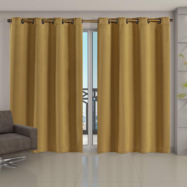 Cortina Blackout Corta Luz 70 % Tecido 4,00 X 2,70 - Dourado - Dama Enxovais