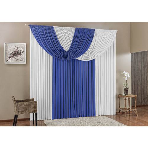 Cortina Decorativa Suellen para Quarto ou Sala Azul 3m