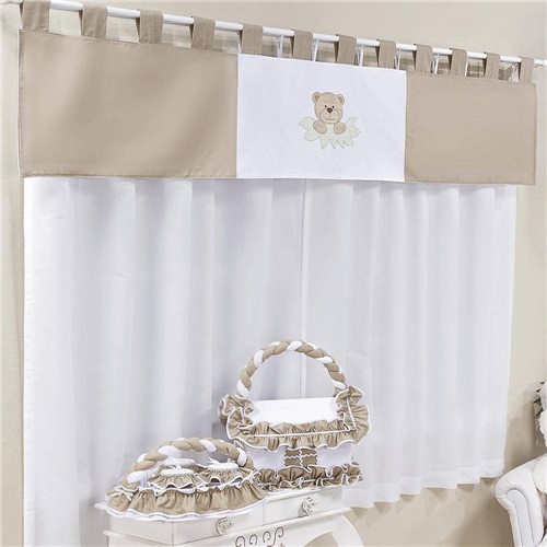 Cortina para Quarto de Bebê Urso Flofi Bege 3 Peças 2,00m