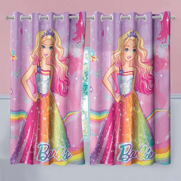 Cortina para Quarto Infantil Barbie Reino do Arco-Íris 2 Peças - Lepper - Lepper
